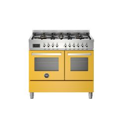 Bertazzoni PRO106L2EGIT Yellow, Professional 100Cm Range Cooker Twin Oven Dual Fuel Gloss Yellow